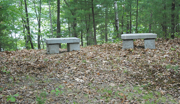 The new stone benches near Flint's Pond.