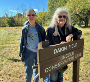 Betsy Dakin (left) and Erica Dakin Voolich of Somerville at the dedication of Dakin Field.