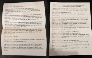 The anonymous flyer left in the mailbox of several Lincoln residents. Click image to enlarge.