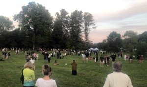 Looking toward the Pierce House during the gathering. (Photo by Susan Welsh)